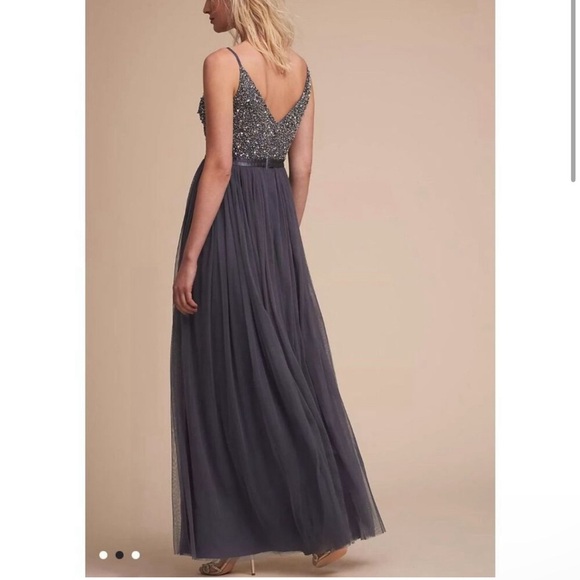 BHLDN Reception 1 Grey Sequin Bodice Tulle Gown Dress Size 10 NWT - Picture 2 of 15